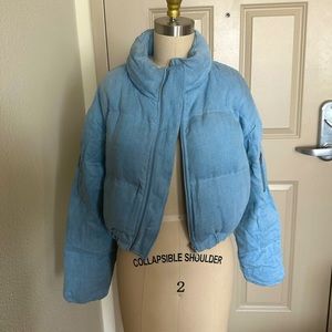 Lovers + Friends Lightwash Denim Puffer